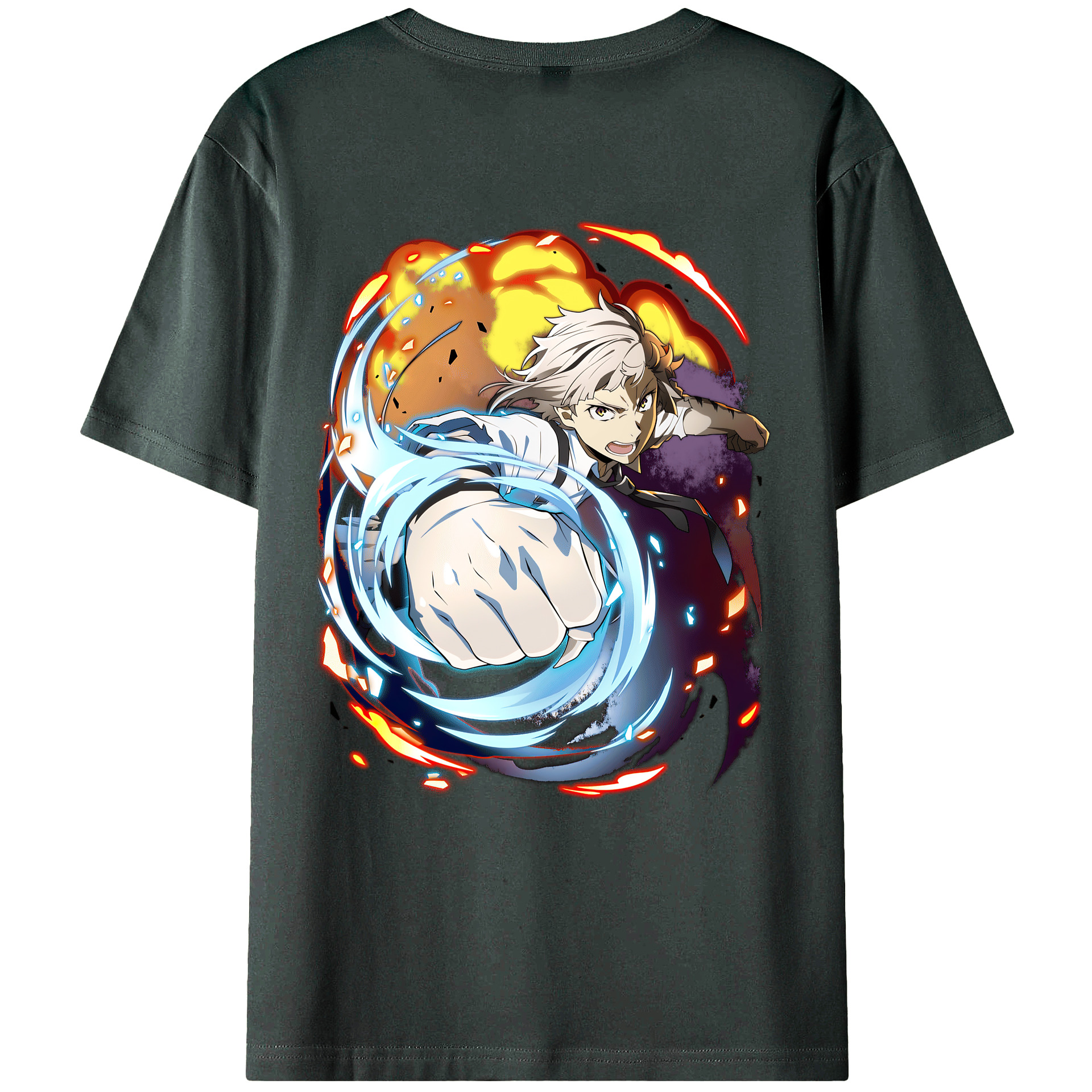 （画像用） 文豪ストレイドッグス Bungo Stray Dogs 綿100％ メンズ半袖Tシャツ（バックプリント） 通気性